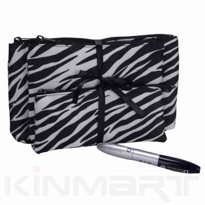 Zebra Print Cosmetic Bag 3PC Set Personalised